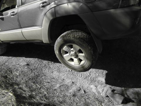 1995 Ford Bronco - The side profile of a Toyota 4Runner is shown, focusing on the wheel and fender area.
