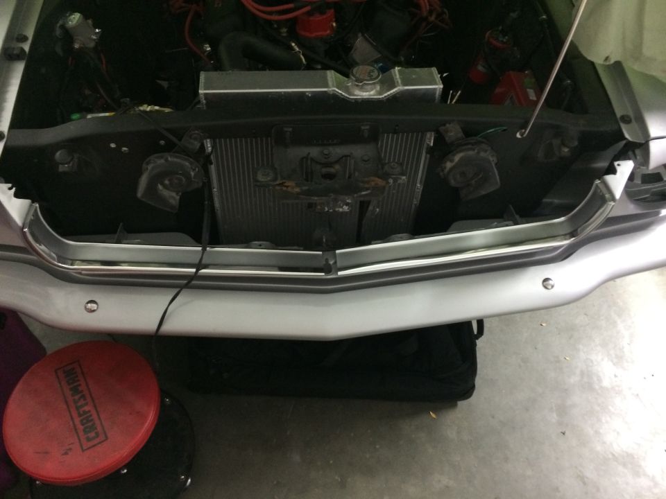 1965 Mustang grille molding installed