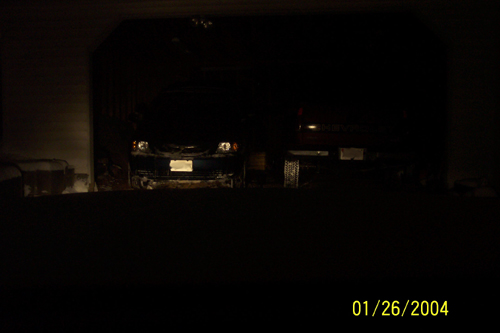 Comparison of H4 and stock light from inside car