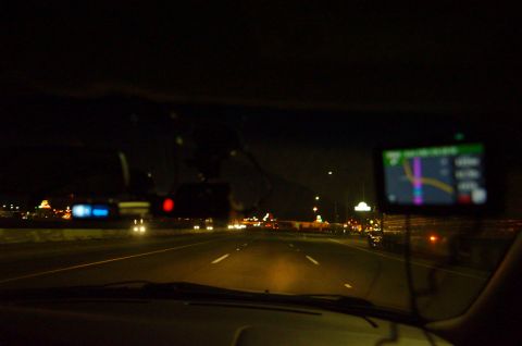 2003 Ford Taurus - Driving on the highway at night with a GPS guiding the way.