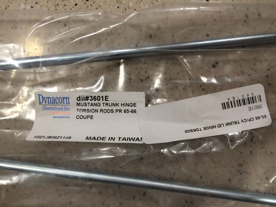 1965 Mustang trunk lid torsion rods