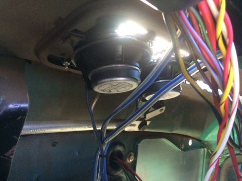 1977 Ford F-350 - Close-up view of car speakers and electrical wiring, with a watermark indicating the source.