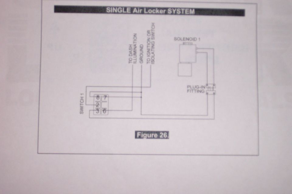 ARB single Air Locker system wiring diagram, Figure 26, with switch 1 and solenoid 1