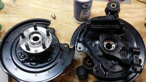 2007 Subaru Impreza - After- Blasted, cleaned and painted knuckle, new bushings (control arm), new bearings packed with redline CV-2 grease, new seals, and new h…