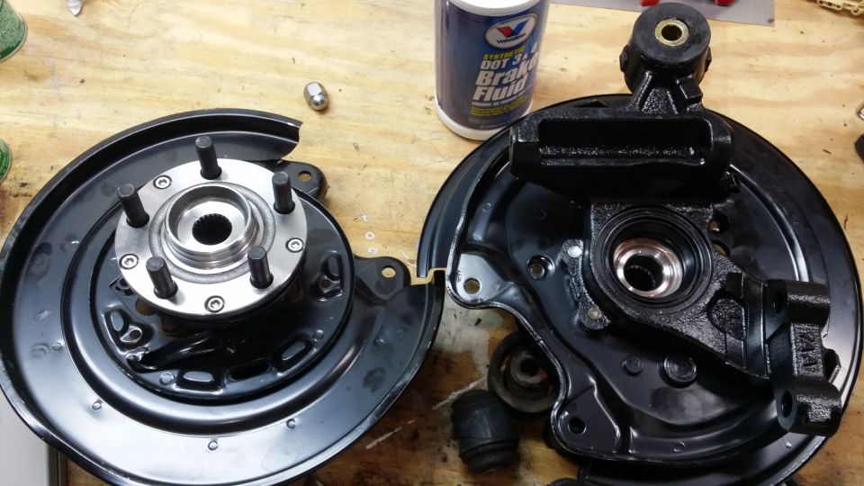 After- Blasted, cleaned and painted knuckle, new bushings (control arm), new bearings packed with redline CV-2 grease, new seals, and new hubs
