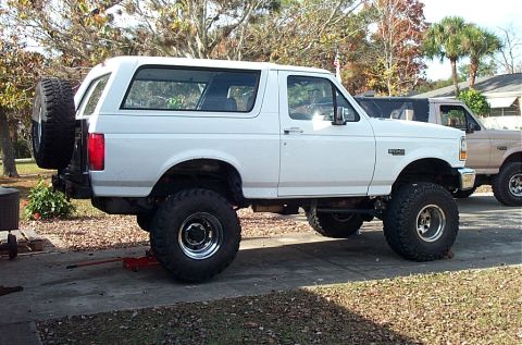 1995 Ford Bronco - This rear tire/wheel combo is a Military 36x12.50/16.5 Goodyear Wrangler RT II on chrome 16.5x9.75 steel wheel. About 34.75" high and weigh…