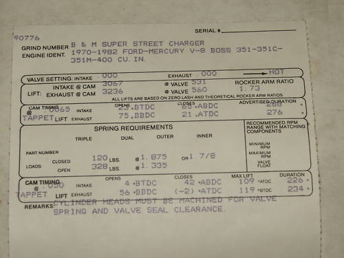 Crane blower cam card 'Stage II'