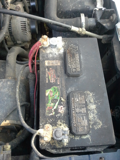 1993 Ford Bronco - The Interstate MTP-27 battery shows signs of corrosion on its terminals.