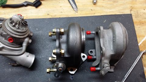 2007 Subaru Impreza - new 8cm hotside on left, vs old 7cm hotside on right