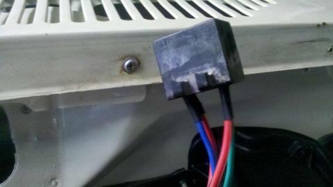 1982 Ford Bronco - Close-up view of an electrical relay and its connected wiring.