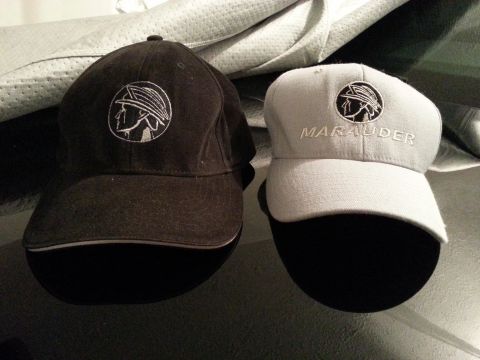 2003 Mercury Marauder - Rare black MM hat offered to new purchasers of the Marauder in 2003. Grey hat purchased of eBay years ago.