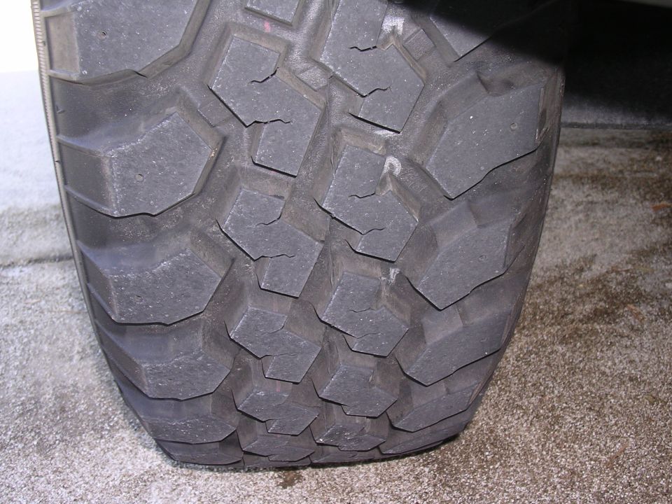 Close-up of a knobby off-road tire tread
