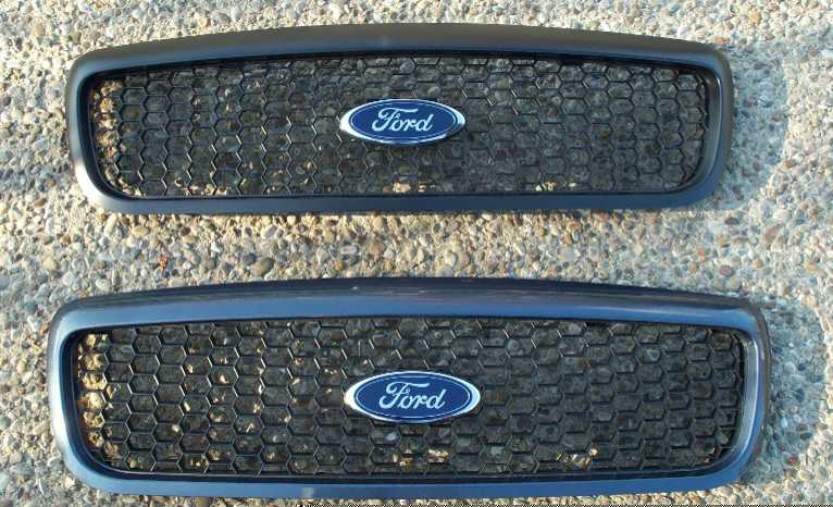 Top: OEM 2001 "Honeycomb" grille. Bottom: 2001 grille w/the trim painted Med. Wedgewood Blue.