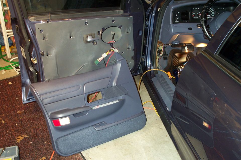 The driver's side, wired up and ready to be reassembled.