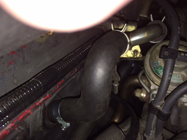 Close-up of an engine bay with some sort of swap