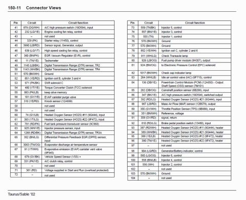 1997 Ford Taurus - This document contains detailed text and appears to be a technical manual or parts list.