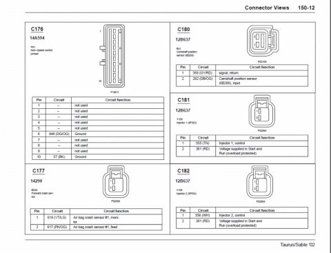 1997 Ford Taurus - This document contains diagrams and text, possibly related to automotive connectors.