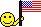 1988 Ford Bronco - A pixelated smiley face waves an American flag against a dark background.