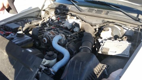 1991 Ford LTD Crown Victoria - Engine bay of a 1991 Ford Crown Victoria LTD, showing various components under the hood.