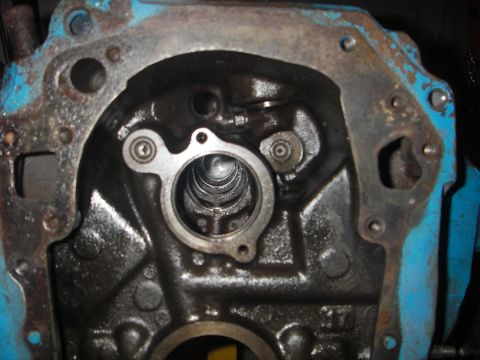 1972 Ford Ranchero - Close-up view of an engine block's internal components, showing oil and metal parts.