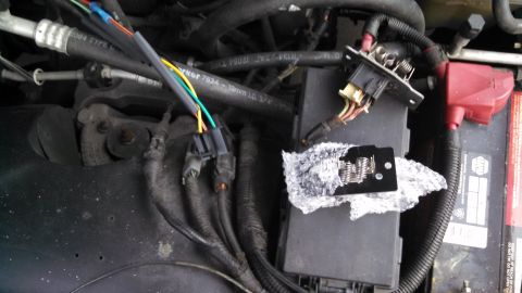 2003 Ford Crown Victoria - First repair besides the oil change. Replaced the resistor for the blower motor and the burnt wiring harness. 11/30/14