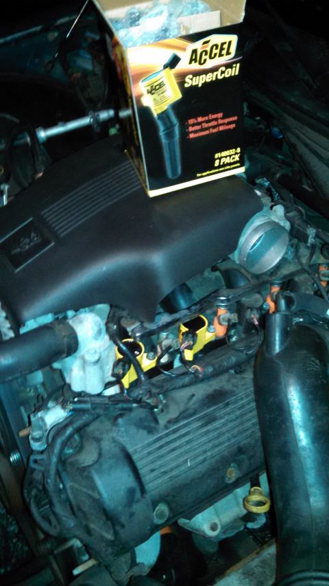 2003 Ford Crown Victoria - Accel coil packs and plugs. Not sure if this was ever done before. Some of the old plugs looked bad. 12/5/14
