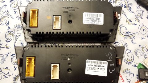 1995 Ford Bronco - Two Ford instrument clusters are shown, each with multiple connectors and labels.