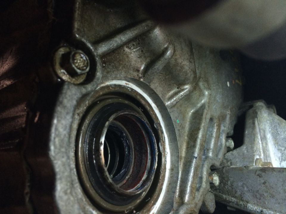 Close-up of a transmission seal