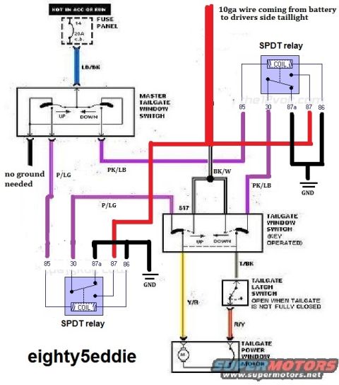 1985 Ford Bronco - The original wiring uses the dash switch and wiring to power the tailgate motor as well as ground the motor when using the tailgate/key swi…