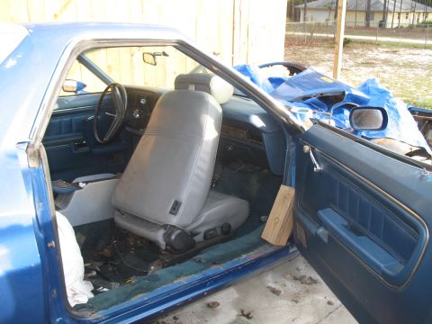 1972 Ford Ranchero - Interior view of a 1972 Ford Ranchero, showing the driver's seat and dashboard.