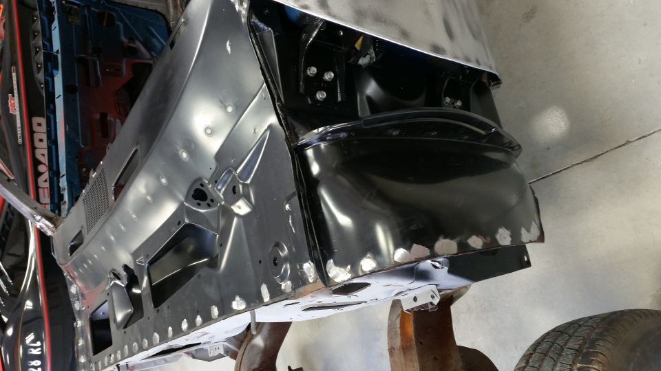 1970 Pontiac Trans Am front fender well and inner structure during restoration