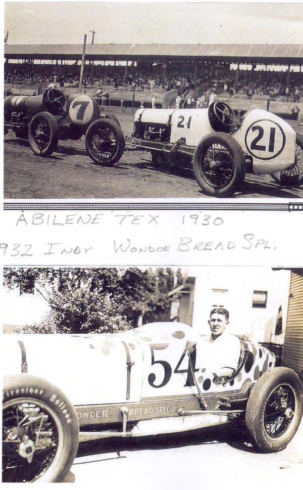 Two vintage race cars with numbers 7 and 21 on a track.
