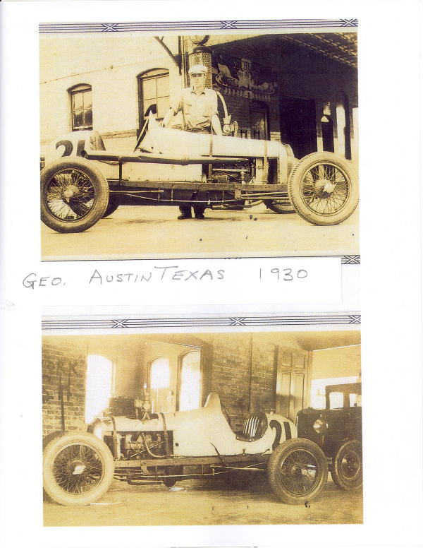 Man standing next to a white 1909 Ford Model T race car with number 21.