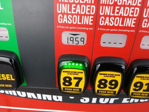 2000 Mercury Grand Marquis - Gas pump display shows prices for 87, 89, and 91 octane gasoline.