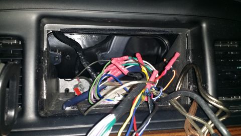 2007 Ford Crown Victoria - Radio cavity.. you can see the lip that would need to be trimmed or filed down so the Pioneer AVIC-8000NEX can fit nicely and snug.
