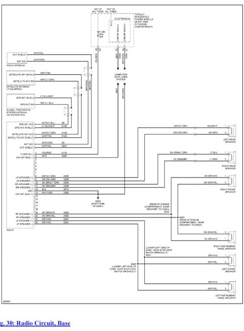 2000 Ford Crown Victoria - This is a wiring diagram for the radio circuit, labeled as Figure 30. It details connections for antennas, speakers, and the CAN bus system.