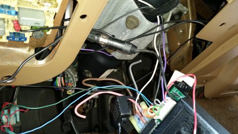 1991 Ford F-250 - Interior wiring and fuse box detail, showing various colored wires and connectors.