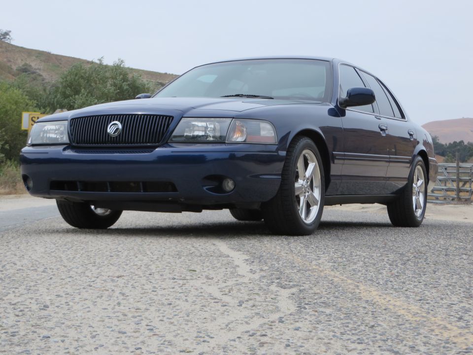 Blue 2003 Mercury Marauder 3q-front view