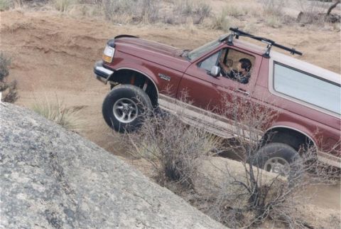 1996 Ford Bronco - This 1996 Ford Bronco navigates a rocky, off-road trail.