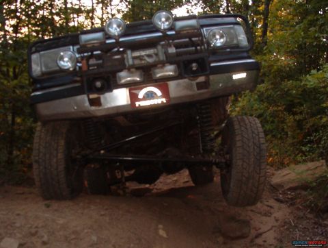 1988 Ford Bronco - This 1988 Ford Bronco is equipped for off-road use, showing its front end on a trail.