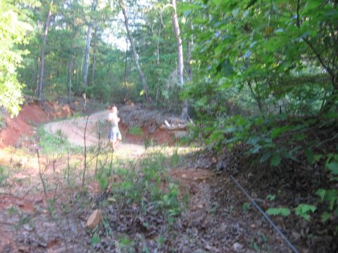 1988 Ford Bronco - A person is walking on a dirt path in a wooded area.