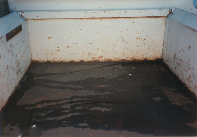 The original owner had welded sheetmetal over the wood bed.  He found it easier to spray out after a hunting trip.
