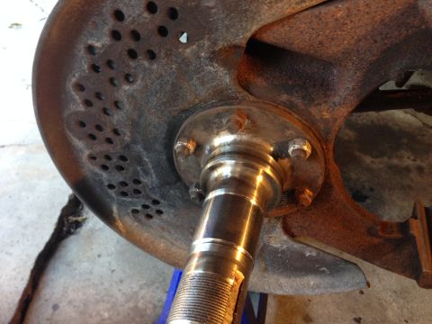 1989 Ford Bronco - Driver's side spindle exposed. Notice the slight wear where the inner bearing rides. The spindle was discolored but no noticeable scoring c…