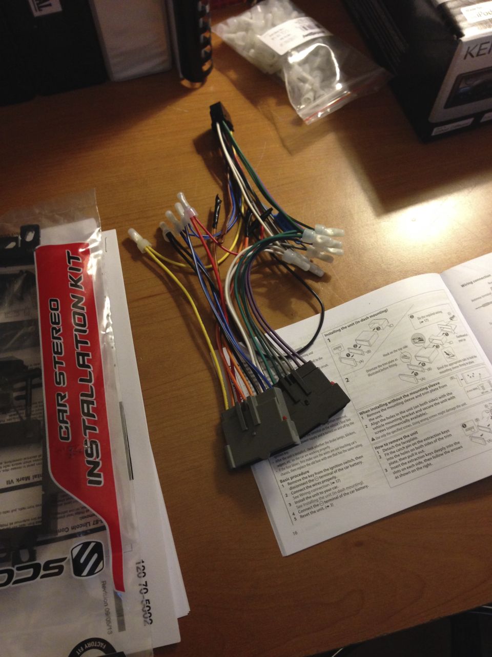 New wiring harnesses for the power and speakers.  New radio came from Crutchfield.  Can't recommend these guys enough.  They were great.  Any question I had they answered and made sure everything was right.  Radio came with wiring harnesses and detailed instructions.  Some companies make you order them separate.