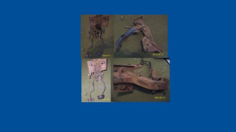 1969 Ford Torino - Multiple images show various rusty pedal assemblies and their mounting hardware, likely for an older vehicle.