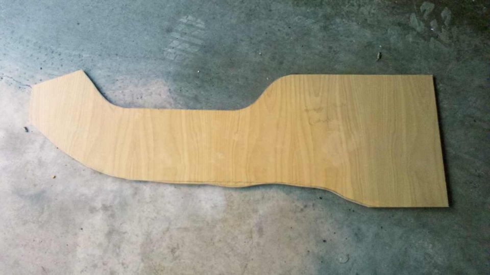 Wooden console template on concrete floor