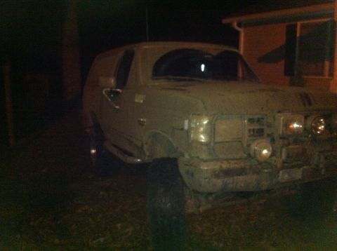 1988 Ford Bronco - This Ford Bronco appears to be from the late 1980s, possibly a 1987 model, covered in mud.