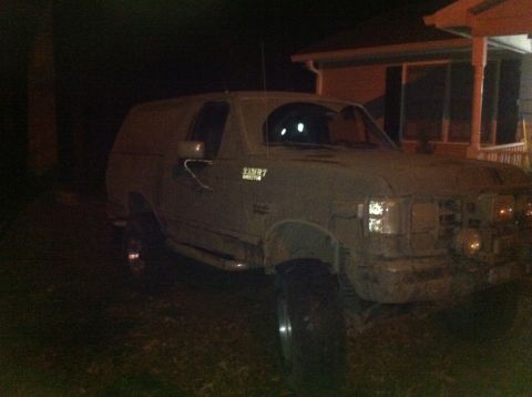 1988 Ford Bronco - This Ford Bronco, possibly a 1987 model, is seen at night with a "3387" decal on its side.
