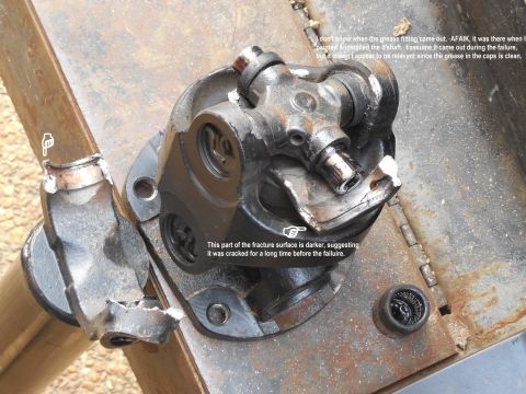 1983 Ford Bronco - It appears the flattened-out side of the yoke was cracked for a while before the whole thing came apart. Considering that I've only had thi…