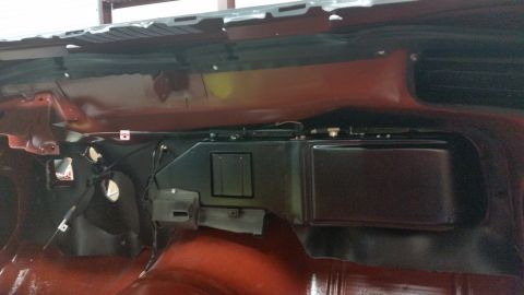 1970 Pontiac Trans Am - Underside of a car's dashboard shows HVAC components and wiring.